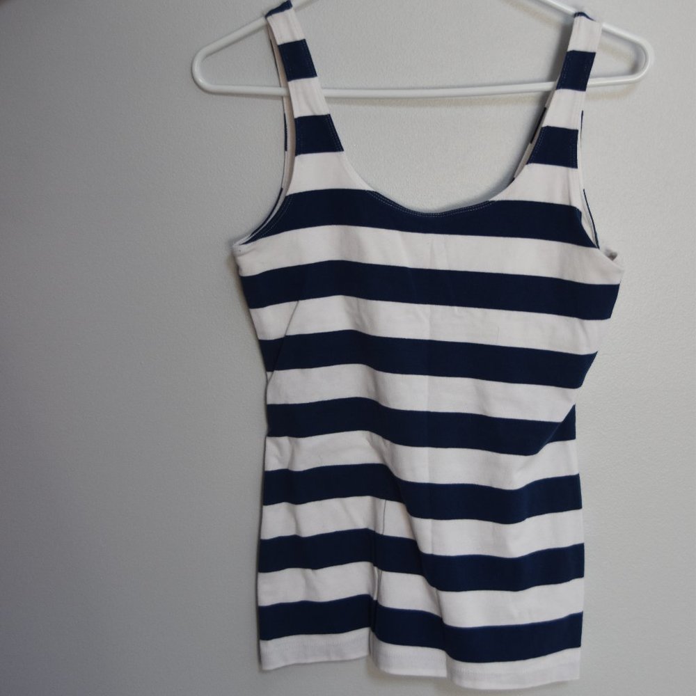 Banana Republic Blue and White Tank Top Size Small